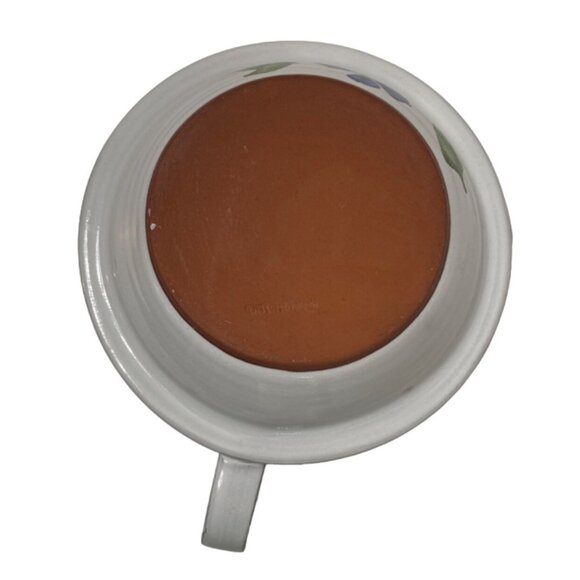 Vintage Hand-Painted Chamberstick Candle Holder Ceramic Redware Floral - Picture 4 of 4